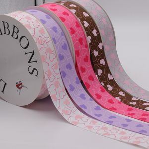 Silk Screen Printing Double Faced Satin Ribbon 100% Polyester Material