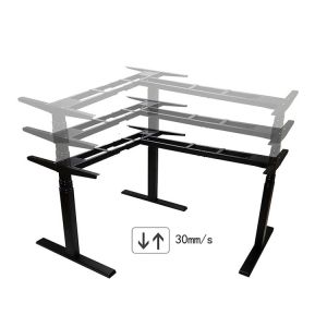 Electric Adjustable Height L Shaped Desk with Triple Motor Design and PANEL Wood