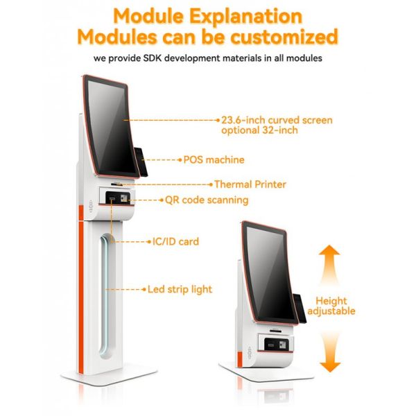 23.6" Vertical Screen Self Checkin Kiosk with 1920x1080 Resolution and Multi-OS Optional Software