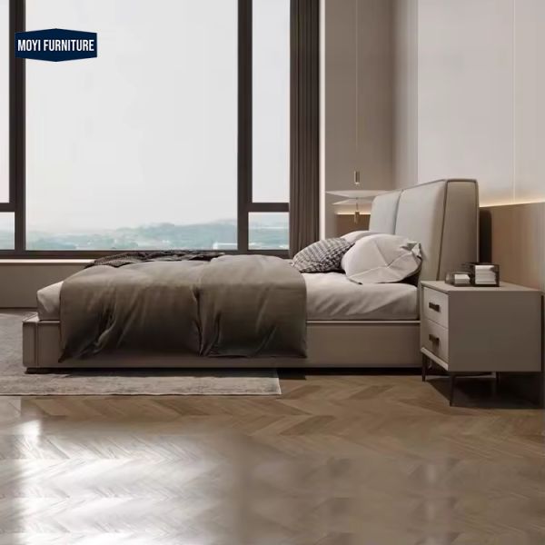 Modern Luxury Hotel Bed Solid Wood Frame Black Gold Panel Type Plywood Japanese Classic Double Designs Set Foshan Fabric House