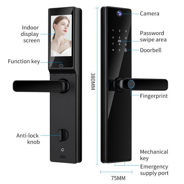 Quality S819-2MAX Smart Home Door Lock Video Intercom Wifi Camera With Fingerprint Password & Key Card Access Tuya Door Lock for sale