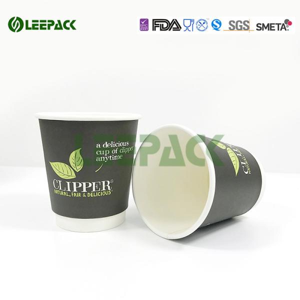 8oz 10oz Double Wall Paper Cups For Coffee Can Customized Logo /Pattern wholesale