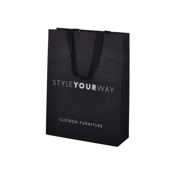 Quality Multipurpose Black Paper Gift Bags With Handles Rectangle Shape 210gsm Thickness for sale