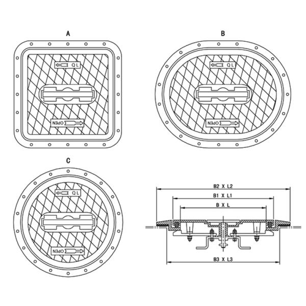 Alummium Sunk Type Sailboat Hatch Cover Without Hinge , CCS / BV Certificate