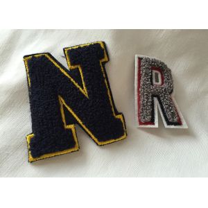 Personalized Embroidered Number Patches , Iron On Embroidered Letter Patches