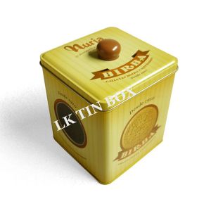 Customized Square Printed Cookie Tin box 65x65x90mm Embossing ISO9001 2008