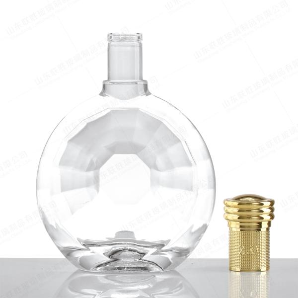 Tequila Glass Decanter Customized Design 200ml 500ml 750ml 1L Frosted and Transparent with Gold Collar