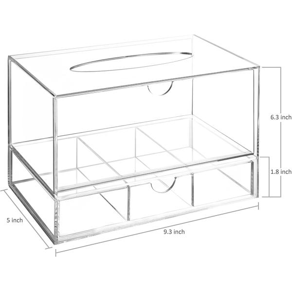 Stackable Acrylic Boxes Containers Countertop Bins Tissue Bathroom Drawer Cosmetic 9.3x5x6.3inches