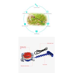 Indestructible Natural TPR Dog Molar Chew Toy Toothbrush Drawstring Ball