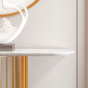 Titanium Gold Marble Top Console Table With Metal Base White