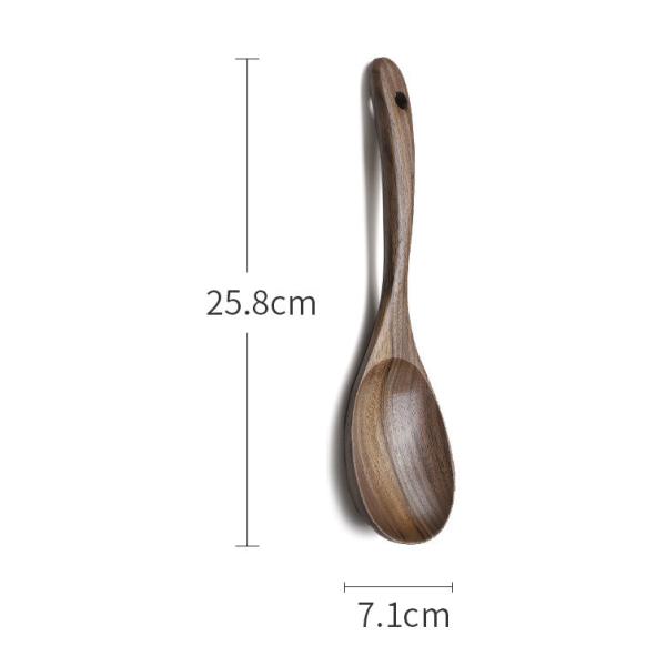 Polished Shovel Spoon And Fork Set Household Log Black Walnut Kitchen Utensils