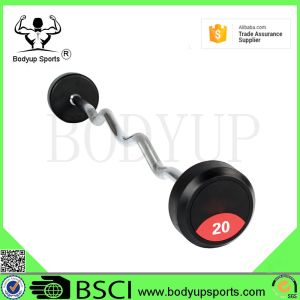 Rubber Covering Fitness Equipment Barbells With Chromed Steel Handle