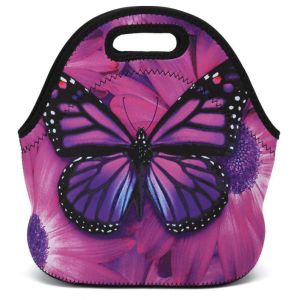 Wholesale Butterfly Design Waterproof Neoprene Cooler Bag SBR Insulated Lady Tote Customized from china suppliers