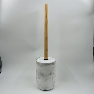 Marble Print Polyresin Bathroom Set Round Shape Wood Part Empty Lotion Bottles