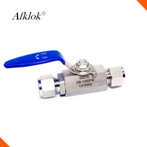 China One Piece Two Way Ferrule Ball Valve Stainless Steel 1000Psi on sale