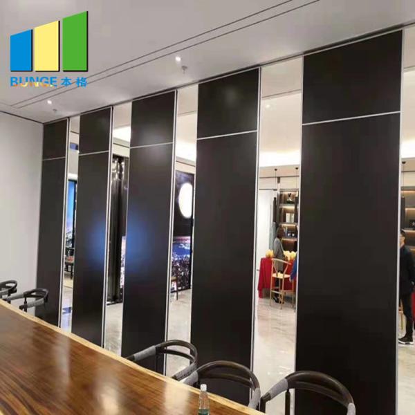 Glass Wood Sliding Partition Walls Room Divider With Aluminum Frame