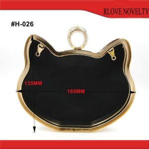 China New Style Gold Color Cat Shape Metal Clasp Purse Frame Box Clutch Bag