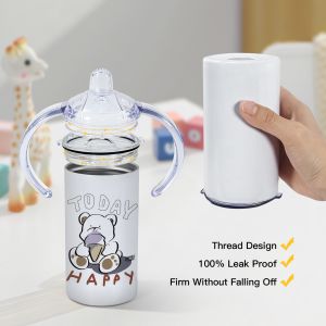 12oz Blank Stainless Steel Sublimation Tumblers Straight Sippy Cup With Straw