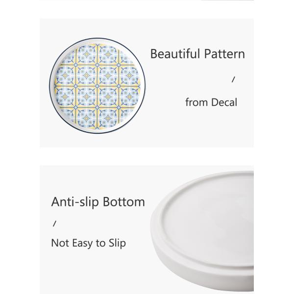 Under Glazed Technique 72 Pcs Bohemian Ceramic Dinnerware Set With Red And Blue Decal