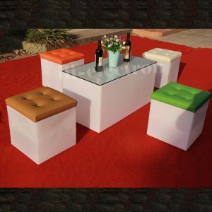 Multifunctional LED Ice Bucket Square Shape PE Plastic Material With Leather Lid