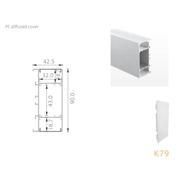 6063 T5 100lm/W Led Strip Aluminum Profile PC PMMA For Wall Lighting