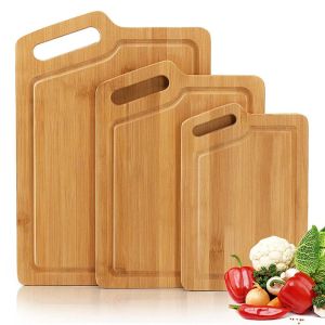 Wholesale Bamboo Cutting Board Set with Juice Groove L 40*28*1.5cm M 33*24*1.5cm S 27*18*1.5cm from china suppliers
