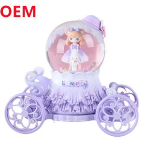 Custom Polyresin Princess Light Up Water Globe Princess Snow Globe With Music