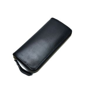 Vegetable Tanned Cowhide Long Wallet Handmade Cai Cloth Retro Business Handbag