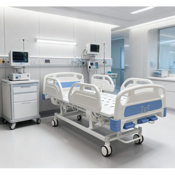 Quality 3-Function Manual Patient Bed With PP Safety Rails And Central Braking System for sale