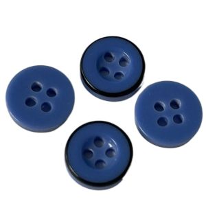 4 Holes Plastic Resin Buttons 11mm Bule Color With Black Rim Use For Sewing