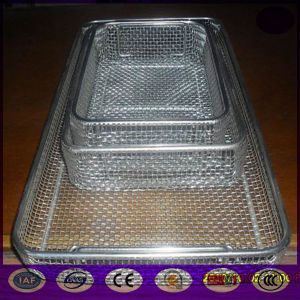 Stainless steel sterilizing basket and parts basket with lid
