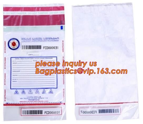 Opaque Tamper Evident Sealing Plastic Bank Money Steb Security Bag / Custom Self
