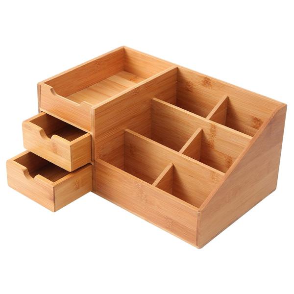 Accessories Storage Customized Logo Multi-small Space Bamboo Storage Box for Hotel