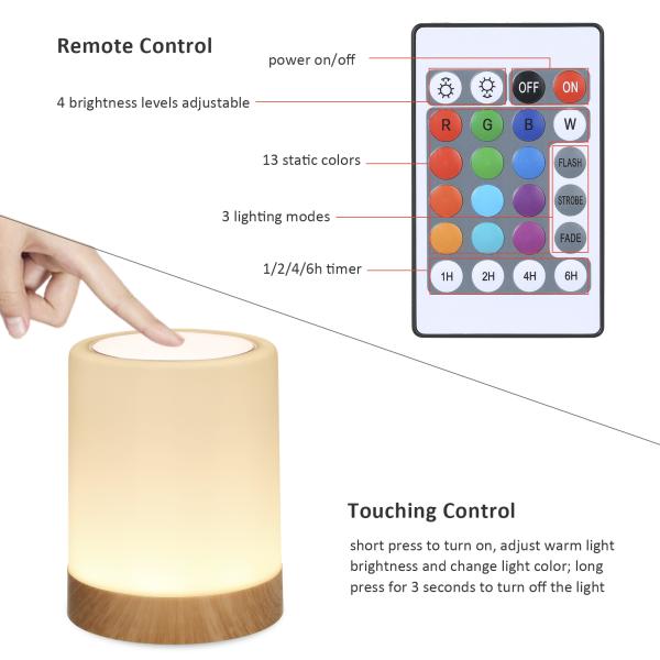 Seven Color Touch Night Light With Remote Control Alarm Clock Multifunctional
