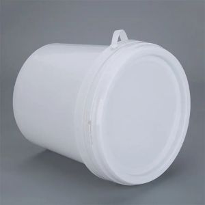 Durable Lightweight White Plastic Round Bucket With Lid And Handle