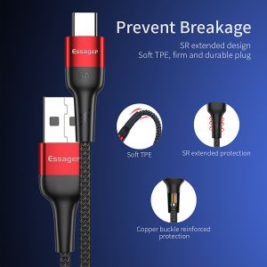 Essager 5A Type C Fast Cable 1M 2M Fast Charging USB 2.0 Data Transfer Type C