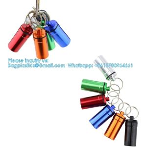 Keychain Pill Holder (5 Pack), Aluminum Waterproof Portable Small Travel