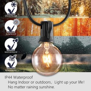 Custom Led Edison Bulb Outdoor String Lights 25ft G40 E12 Base 2 Years Warranty