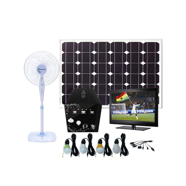 Quality Solar Home system with 4pcs LED bulbs and TV, 5w-50w mini solar power system DC system for sale