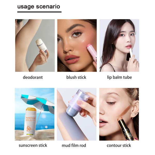 D040 15ml 50ml 75ml Oval Shape PP Glossy Deodorant Stick Container Packaging PCR Bottom Filling