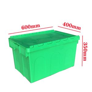 Wholesale 63L Plastic Crates With Lids Plastic Solid Nestable Crate Moving Boxes Stackable Container from china suppliers
