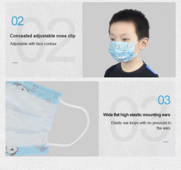 Public Place Disposable Kids Face Mask , Children's Medical Masks Three Layers