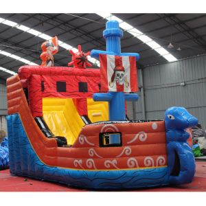 Highly Durable Popular Inflatable Pirate Ship Water Slide Jumping Castles With