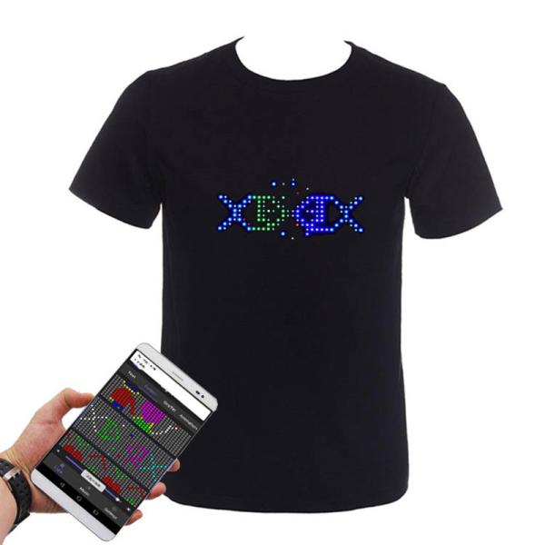 Quality APP Control LED Lighting T Shirt Bluetooth Programmable Rechargeable for sale
