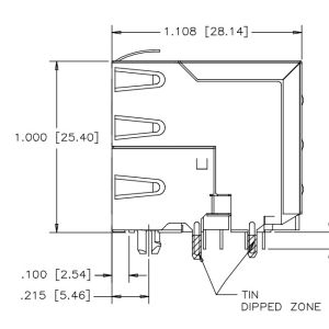 RJSAE538002 Stacked 2X1 RJ45 Modular Jack 8P8C LPJE218-0CNL