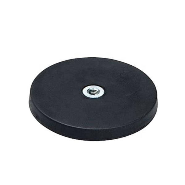 Strong Pull M8 Thread Neodymium Rubber Coated Pot Magnet Industrial Grade Non Slip Mount