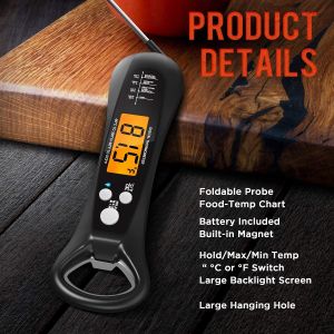Digital Waterproof Instant Read Food Thermometer BBQ Cooking Oven Meat With