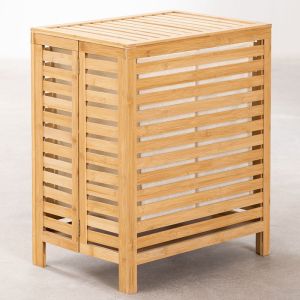 ODM Portable Bamboo Laundry Hamper Basket With Lid Shelf