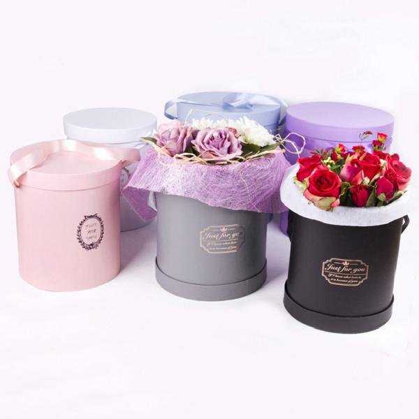 Biodegradable Round Floral Flower Bouquet Gift Box For Hanukkah Matt Lamination