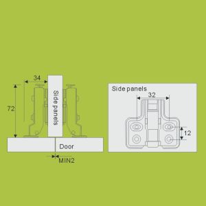 China OEM Factory cabinet hardware 40 cup two way hinge half-overlay